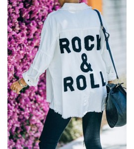 Cotton Rock & Roll Frayed Utility Jacket - White