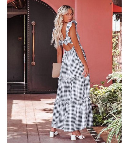 Bayview Gingham Tiered Maxi Dress