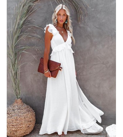 Arvilla Floral Ruffle Maxi Dress - Off White