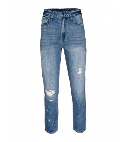 Lorelei High Rise Distressed Paint Splatter Mom Jeans