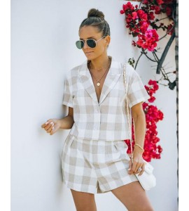 Iggy Cotton Gingham Collared Crop Top