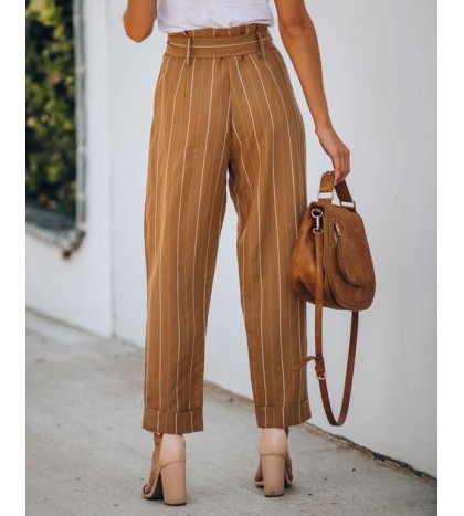 Divisadero Linen Blend Pocketed Striped Trousers